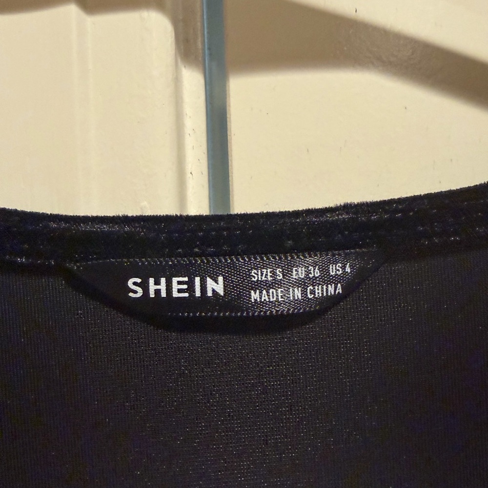 SHEIN Black Draped Long Sleeve Dress - Picture 4 of 4